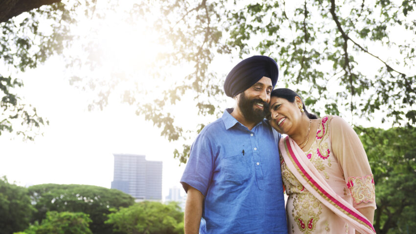 Senior Sikh couple enjoying a peaceful outdoor moment near CS Realty Flamingo 70A Gurgaon, reflecting the lifestyle offered by Luxury 3 BHK Floors in Sector 70A and Ready-to-Move 3 BHK Floors in Sector 70A.