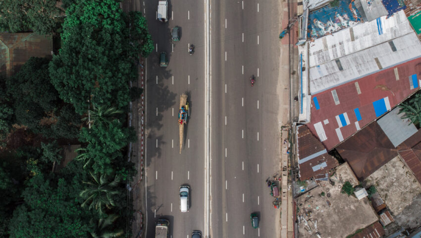 Aerial view of a wide road in Sector 70A Gurgaon highlighting smooth connectivity near Sohna Road and Golf Course Extension Road