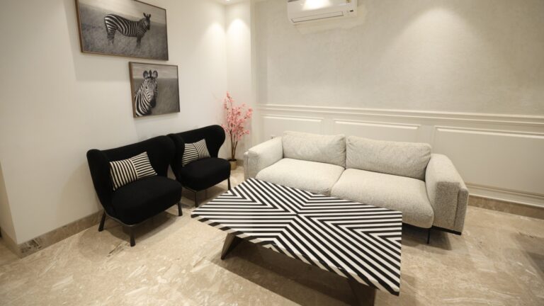 Luxury 3 BHK Floors in Sector 70A living room with modern sofa set, designer coffee table, and elegant interiors at Flamingo 70A Gurgaon